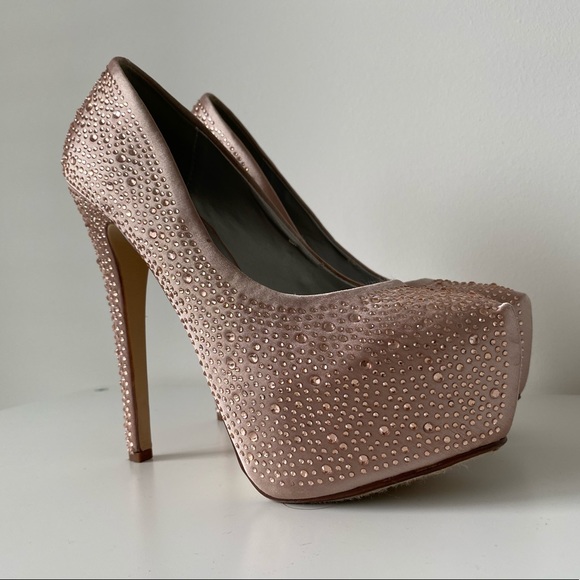 Paprika | Pink Rhinestone Studded Stiletto Heels - Picture 4 of 11